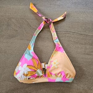 American Eagle Aerie floral halter bikini top sz XS